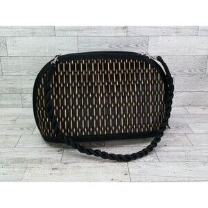 Baskets of Cambodia Crossbody Handbag Women Oval Straw Black Organizer Bag
